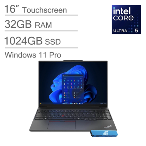 Lenovo - ThinkPad E16 Gen 2 16" WUXGA Touchscreen Laptop - AI PC - Core Ultra5 - 32GB RAM - 1TB SSD - Thunderbolt - Win 11Pro - Black Touchscreen-Front_Standard 