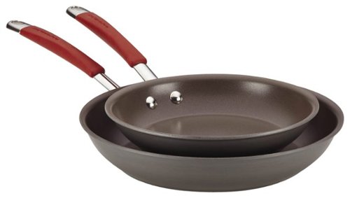 Rachael Ray - Cucina Skillet Set - Gray/Cranberry Red