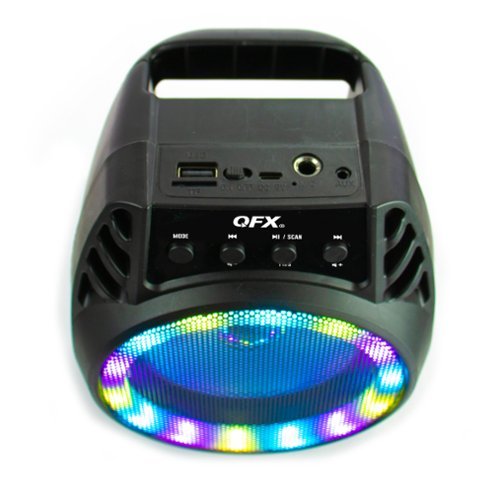 QFX Portable Bluetooth Rechargeable Speaker with LED Party Lights - Black WORLDWIDE DELIVERY