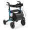 Costway - Rollator Walker for Seniors with Seat Mesh Backrest Spring Suspension Cane Holder - Blue + Black-Front_Standard