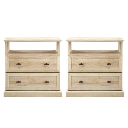 Walker Edison - 2-Piece 25" Classic Open Cubby Side Table Set - White Oak-Front_Standard 