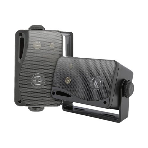 Pyle - PLMR24B 3.5'' 200 Watt 3-Way Indoor/Outdoor Wall Mount Audio Speakers ( Pair) - Black-Front_Standard 