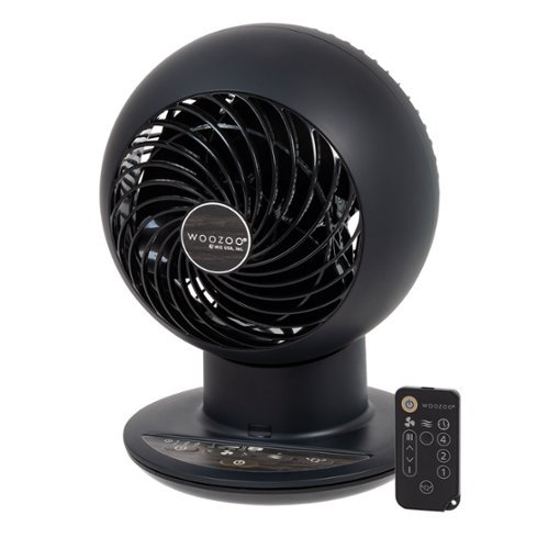 Woozoo - Oscillating Air Circulator Fan with Remote - 5 Speed Desk Fan with Timer - 353 ft² Area Coverage - Black-Front_Standard 