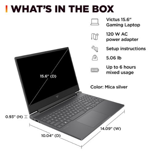 HP Victus 15.6 Full HD Gaming Laptop - AMD Ryzen 5 7535HS (2023) - 8GB DDR5 Memory - NVIDIA GeForce RTX 3050 - 512GB SSD - Mica Silver BUY IN MIDDLE EAST