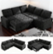 Vipbear - 5 Seat L Shaped Modular Sectional Sleeper Sofa Bed with Pull Out Bed/Reclining Backrest/USB Ports/Storage Seat - Black-Front_Standard