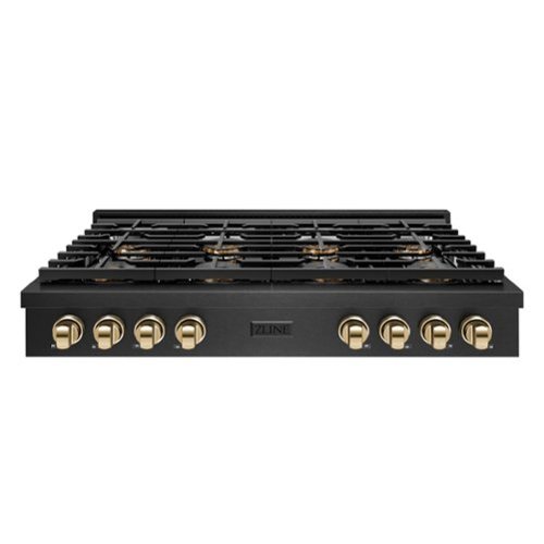 ZLINE - Autograph 48 in. 8 Burner Paramount DuoPro Gas Rangetop in Black Satin Steel and Gold Accents (PSRTBSZ-48-G) - Black Satin Stainless Steel