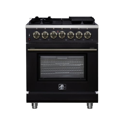 Forno Appliances - Massimo 4.32 Cu. Ft. Freestanding Dual Fuel True Convection Range with Air Fryer Basket - Black