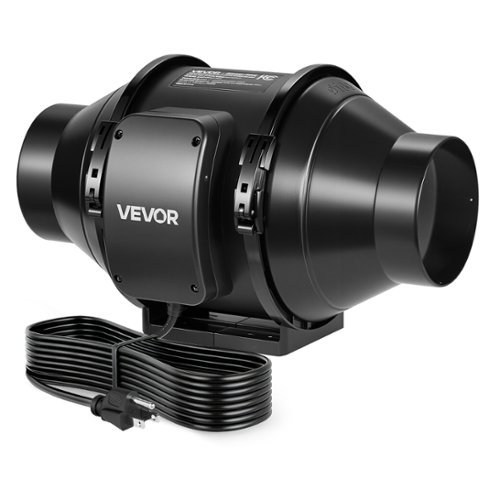 VEVOR - Inline Duct Fan, 4 in Quiet Inline Exhaust Fan, 180 CFM Powerful AC-Motor Ventilation Fans for Cooling Booster - Black Shell & Blades-Front_Standard 