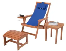 Walnut color with blue fabric