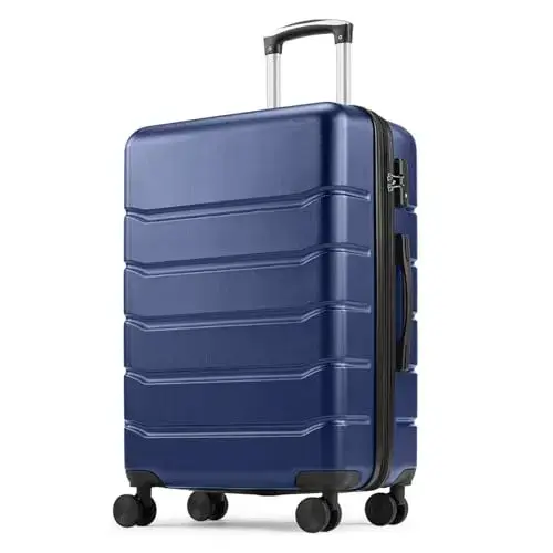 Front. Vulpecula Spade - Carry on Luggage, Hard Shell ABS Suitcase with Double Spinner Wheels, Lightweight Expandable Rolling Suit Case with TSA - Navy Blue.