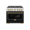 ZLINE - Autograph 36 in. Select Dual Fuel Satin Steel Range w/ Bronze Accents (HDRSZ-BLM-36-CB) - Black-Front_Standard 