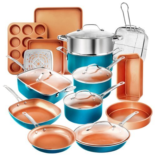Gotham Steel - 20 Piece Nonstick Cookware and Bakeware Set - Turquoise-Front_Standard 