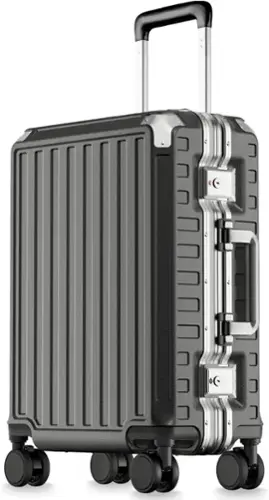Front. LUGGEX - LUGGEX 19 Inch Carry On Luggage Zipperless Aluminum Frame Hardside 100% PC Suitcase 8010S - ZX-Core - Black.