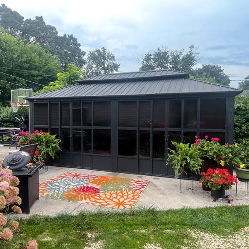 PURPLE LEAF 12' X 20' Sunroom Outdoor Hardtop Gazebo Gray Aluminum