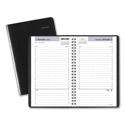 AT-A-GLANCE - DayMinder Daily Appointment Book 8.5 x 5.5 Black Cover 12 Month Jan to Dec 2026-Front_Standard 