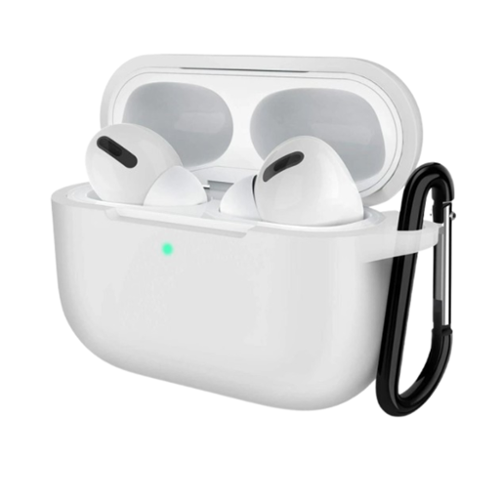 Stock Preferred - Silicone Protective Case Shockproof Cover for AirPods Pro with Keychain - White-Front_Standard 
