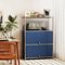 Malletson - Modern 3-Tier Modular Metal Sideboard, Storage Cabinet with 2 Drop-Down Doors for Home Office & Coffee Bar - Blue-Front_Standard