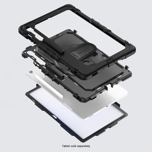 SaharaCase Defense Series Heavy Duty Case with Hand Strap for Samsung Galaxy Tab S10 FE+ - Scorpion Black WORLDWIDE DELIVERY