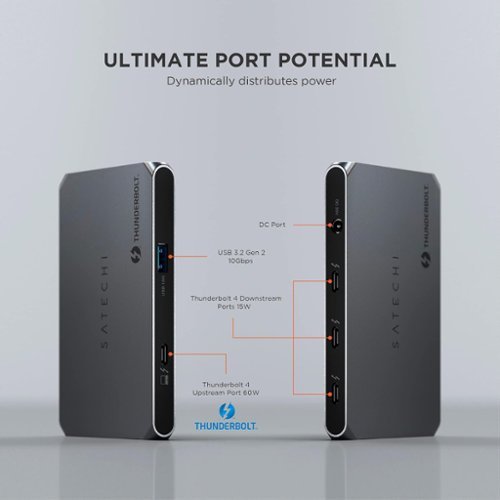 Satechi Thunderbolt 4 Slim Hub - 5-in-1 Dock- USB-C 60W, Single 8k or Dual 4K Display, 4 Thunderbolt 4 Ports, USB 3.2 Gen2 - Space Gray WORLDWIDE DELIVERY