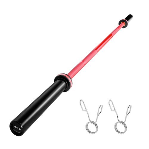 VEVOR - 6FT Barbell Bar, Fits 2-Inch Weight Plates, Barbell Bar with Knurled Grip for Strength Training, 700lbs/317kg Capacity - Red,Black-Front_Standard 