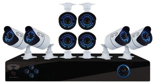  Night Owl - 8-Channel, 8-Camera Indoor/Outdoor High-Definition DVR Security System - Black/White