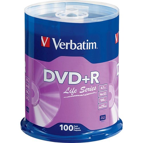  Verbatim - Life Series 16x DVD+R Discs (100-Pack)