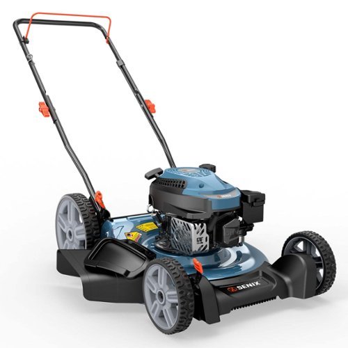 SENIX - 21" 144cc 4-Cycle Gas Push Lawn Mower with 2-in-1 Side Discharge & Mulching - Blue-Front_Standard 