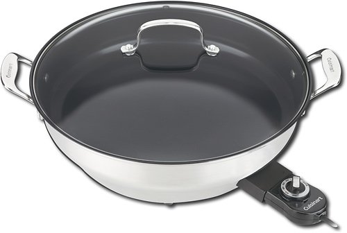 Cuisinart - Green Gourmet Round Electric Skillet - Stainless-Steel-Front_Standard 