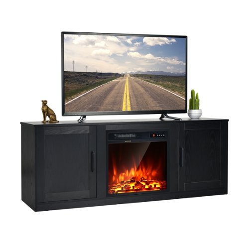 Ecooso - 58 Inch TV Stand with 1500W Electric Fireplace Insert for TVs up to 65 Inch - Black-Front_Standard 
