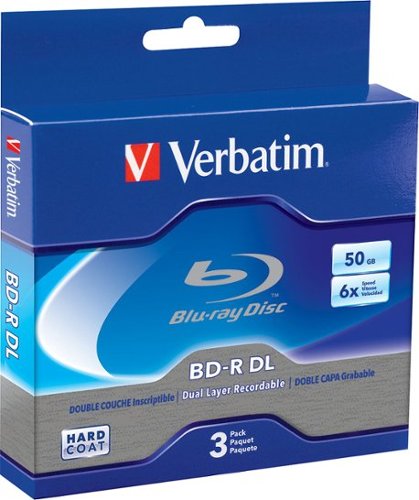 Verbatim - Blu-ray Recordable Media - BD-R DL - 6x - 50 GB - 3 Pack Jewel Case