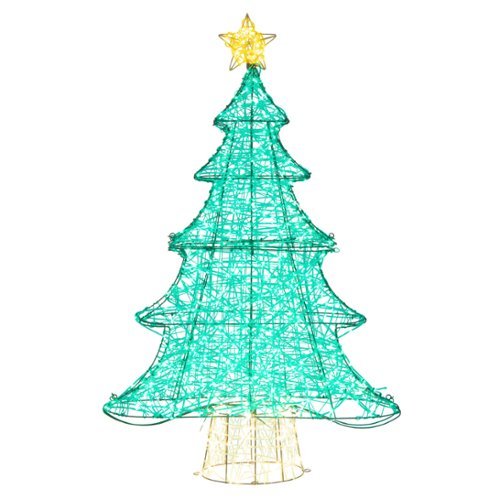 Costway 4FT Pre-lit Artificial Christmas Tree Decor with 520 LED Lights - Green / Yellow