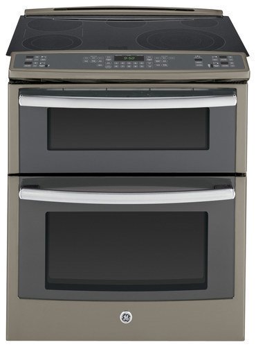  GE - Profile Series 6.6 Cu. Ft. Self-Cleaning Slide-In Double Oven Electric Convection Range - Slate