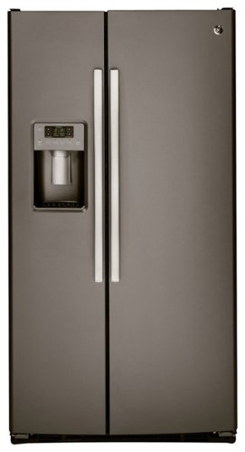  GE - 25.3 Cu. Ft. Side-by-Side Refrigerator with External Ice &amp; Water Dispenser - Slate