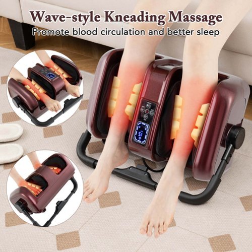 Costway Foot & Calf Massager Deep Kneading Shiatsu Massager Machine with Heat Red - Red/Black BUY ONLINE