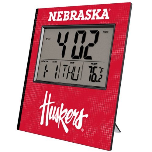 Keyscaper - Nebraska Huskers Cross Hatch Digital Desk Clock - Multicolor-Front_Standard 