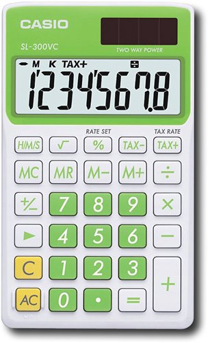 Image of Casio - Sl300Vcgnsih Solar Wallet Calculator With 8-Digit Display - Green