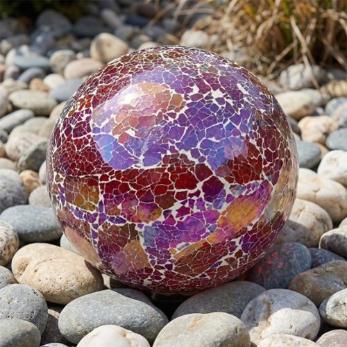 ♦️　globe/preview　♦️ Sunnydaze Crackled Glass Mosaic Gazing Globe 10 in Pearl Pink ZIB