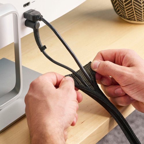 Wrap-It Storage Mesh Cable Sleeve - Black GLOBAL SHIPPING