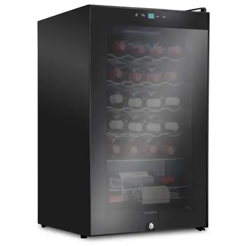 Front. Ivation - 24 Bottle Compressor Wine Refrigerator, Freestanding Wine Cooler with Lock, Black - Black.