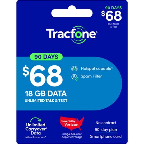 Tracfone - $68 Unlimited Talk & Text plus 18GB of Data 90-Day - Prepaid Plan [Digital]