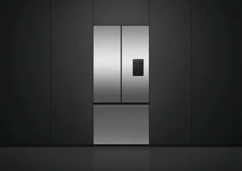 Front. Fisher & Paykel - Counter-Depth 18 cu. Ft. Smart French Door Refrigerator with Ice and Water - Stainless Steel.