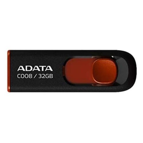 ADATA - 32GB USB 2.0 Retractable Capless Flash Drive (Red) - Black-Front_Standard 
