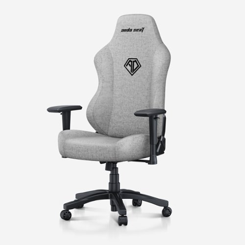 AndaSeat - Phantom 3 Gaming Office Chair with Linen Fabric, Wide Seat, Lumbar & Head Pillows, Adjustable Armrests & Tilt Function - Ash Gray-Front_Standard 