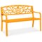 Best Choice Products - Outdoor Steel Bench Garden Patio Porch Furniture w/ Floral Design Backrest - Marigold-Front_Standard