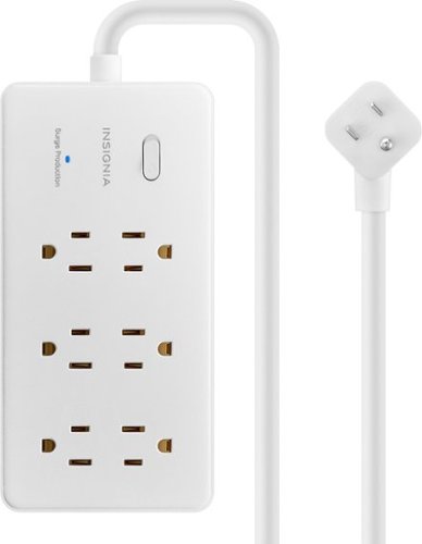 Insignia™ - 4’ 6 Outlet Power Strip with Power Switch - White