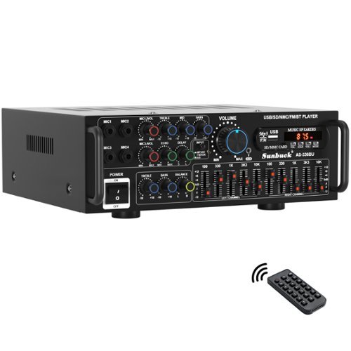 Topteng - Bluetooth 5.0 2000W(Peak) 2.0 channel Hi-Fi Stereo Power Amplifier with Karaoke, FM, USB/SD, and Remote Control - Black-Front_Standard 