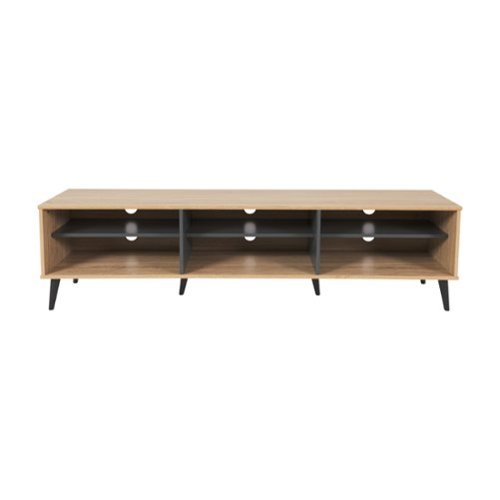 CorLiving - Cole Collection TV Stand with Open Cabinets for Most TVs up to 85" - Light Wood-Front_Standard 