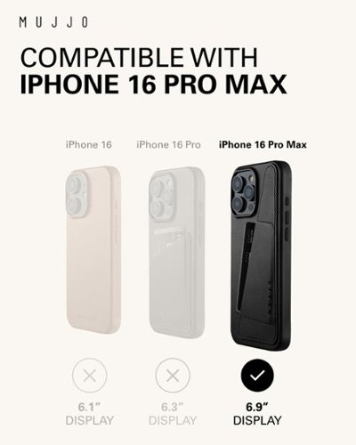 Mujjo Apple iPhone 16 Pro Max Wallet Leather Case - Black WORLDWIDE DELIVERY