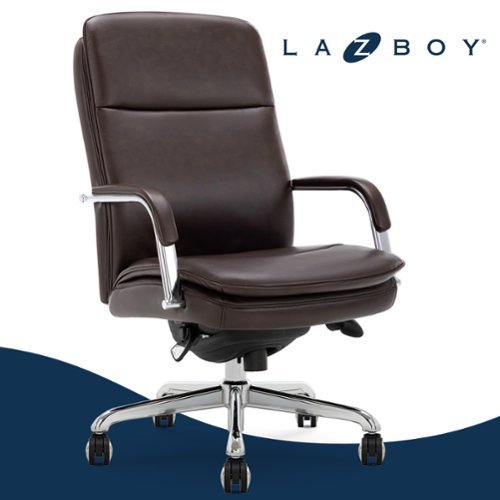 La-Z-Boy - Opus Executive Mid-Back Bonded Leather Office Chair - Dark Brown and Chrome-Front_Standard 