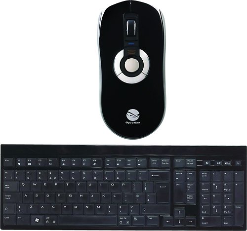  Gyration - Wireless USB Optical Air Mouse Elite and Keyboard - Black/Gray